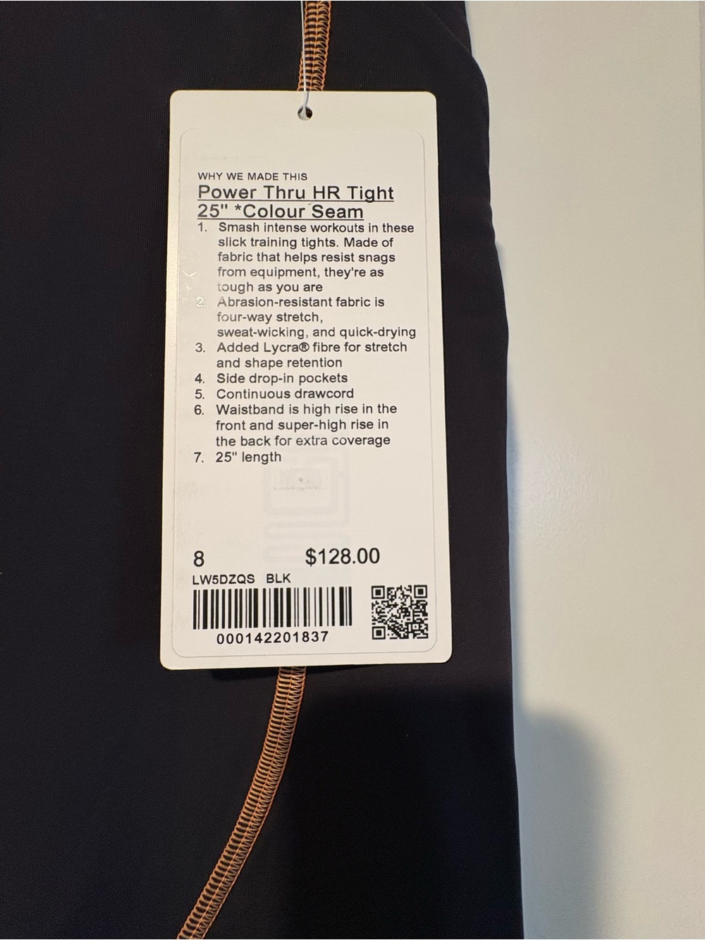 lululemon athletica Black Capri Leggings with Tan Contrast Stitching - Picture 6 of 6